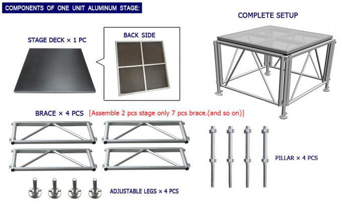 plataformas portátiles de acrílico de aluminio de la etapa de 18m m Thinckess con el sistema y la tienda del braguero